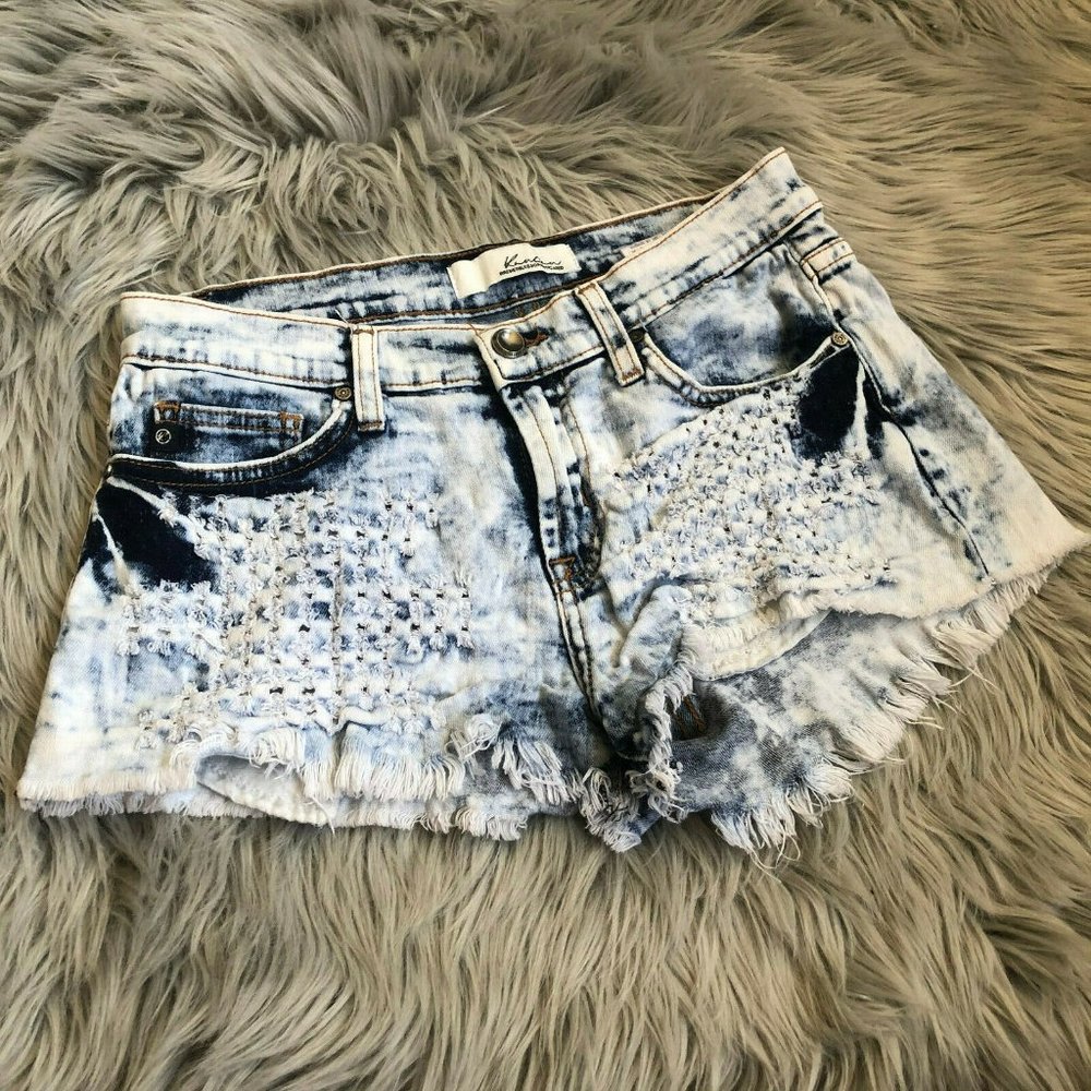 KanCan High Rise Distressed Jean Shorts HW7856 - Picture 6 of 8